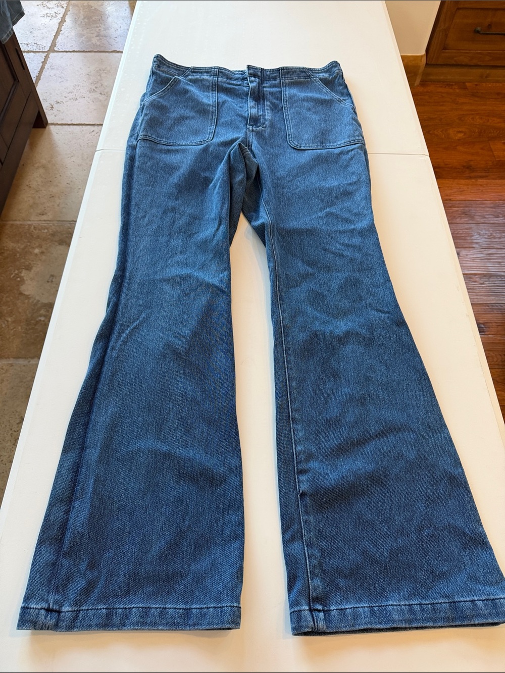 Pilcro Dark Blue High-Rise Boot Cut Jeans